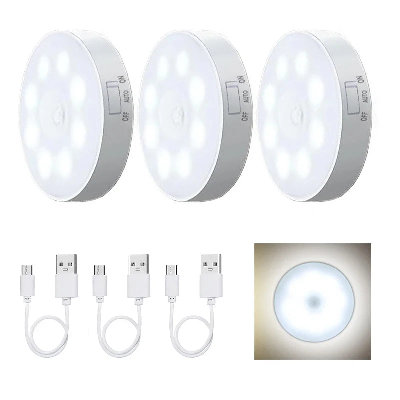 3Pcs Motion Sensor LED Night Light 